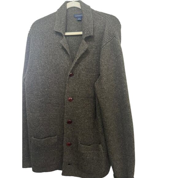 Vintage Land's End Brown chunky grandpa Knit sweater Cardigan Size L - Picture 7 of 10